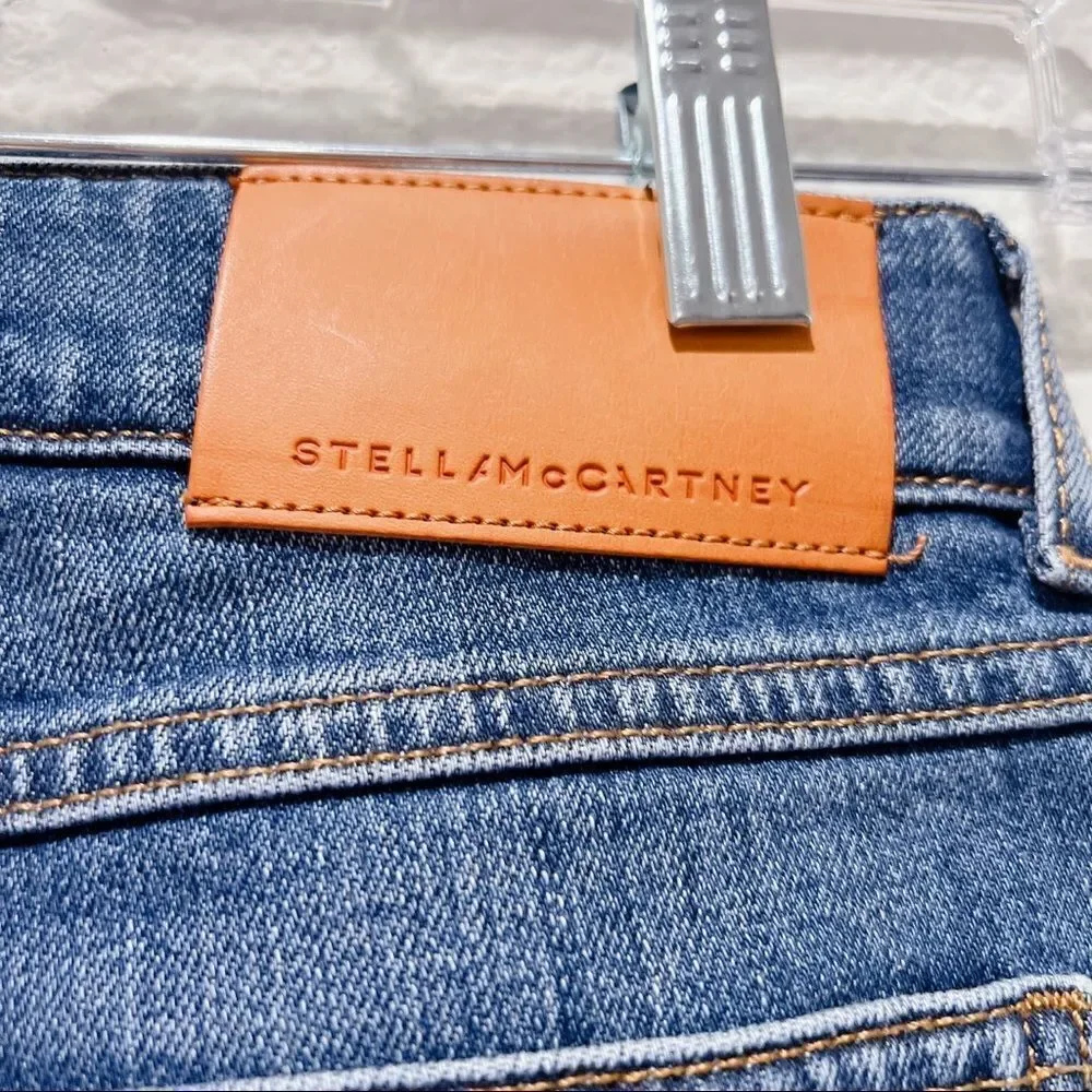 Stella McCartney Womens Dark Stone Logo Jeans - Sky Blue Size 24